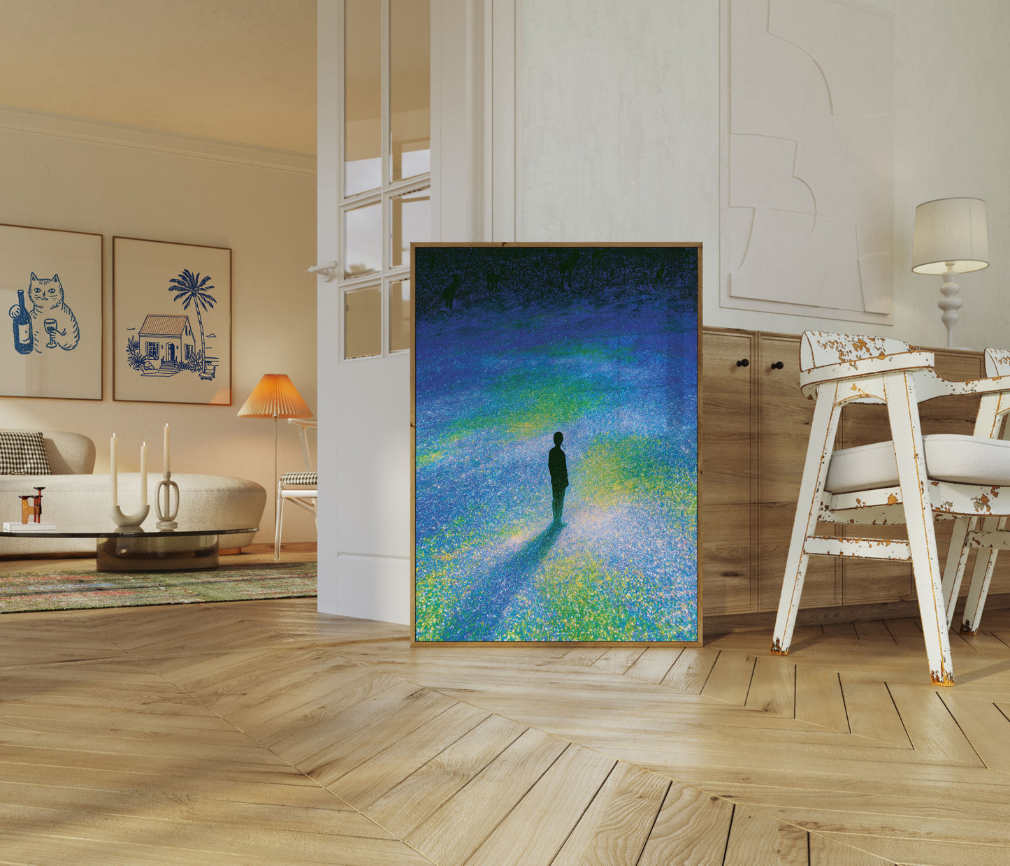 Solitary Figure in Starlight Poster