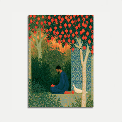 Man in Pomegranate Garden Poster