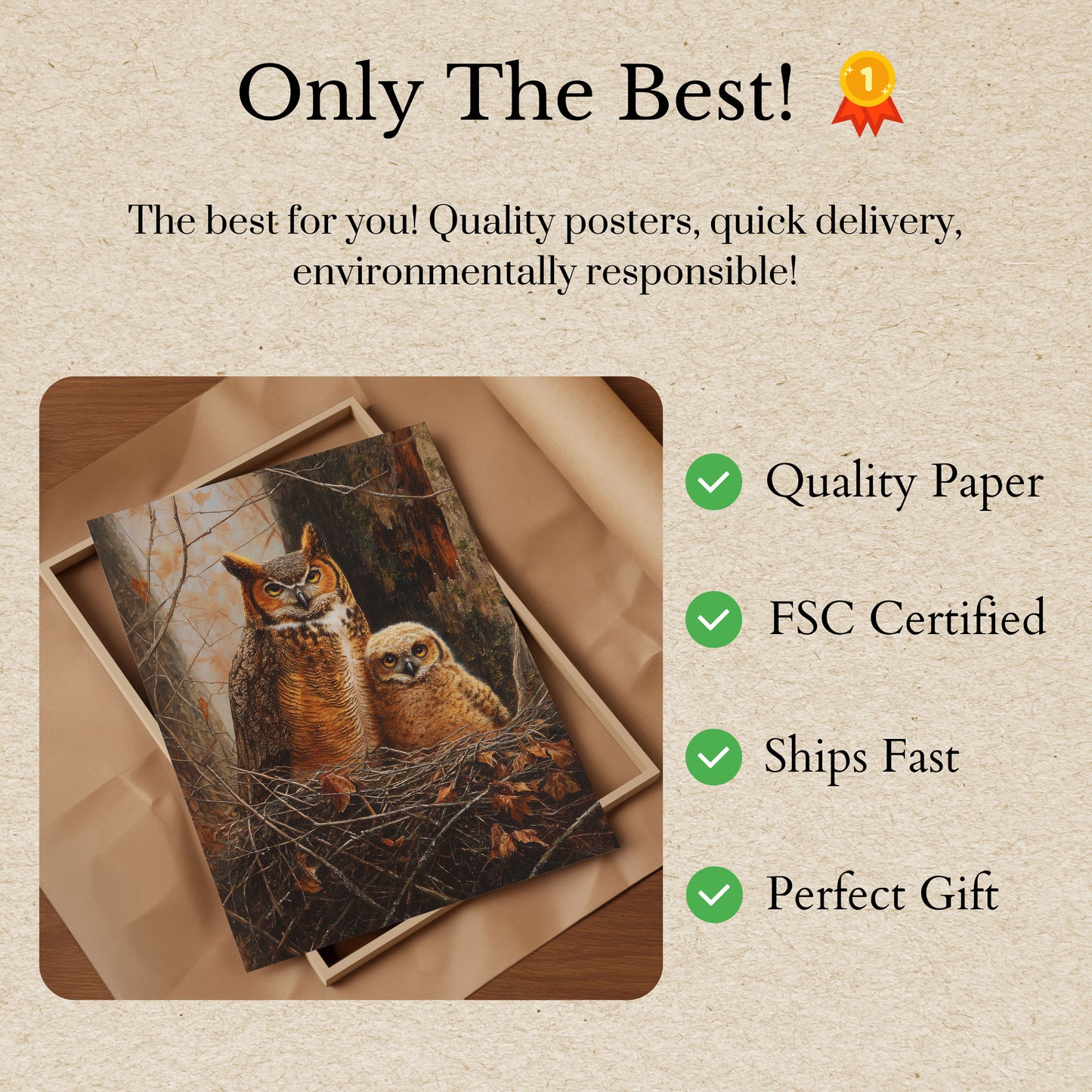 Affiche Famille de la Chouette à Cornes