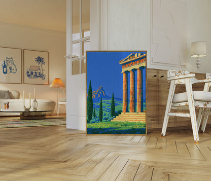 Ancient Greek Temple Landscape Poster