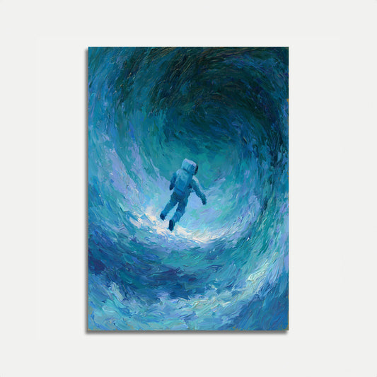 Póster de astronauta ascendiendo por el espacio
