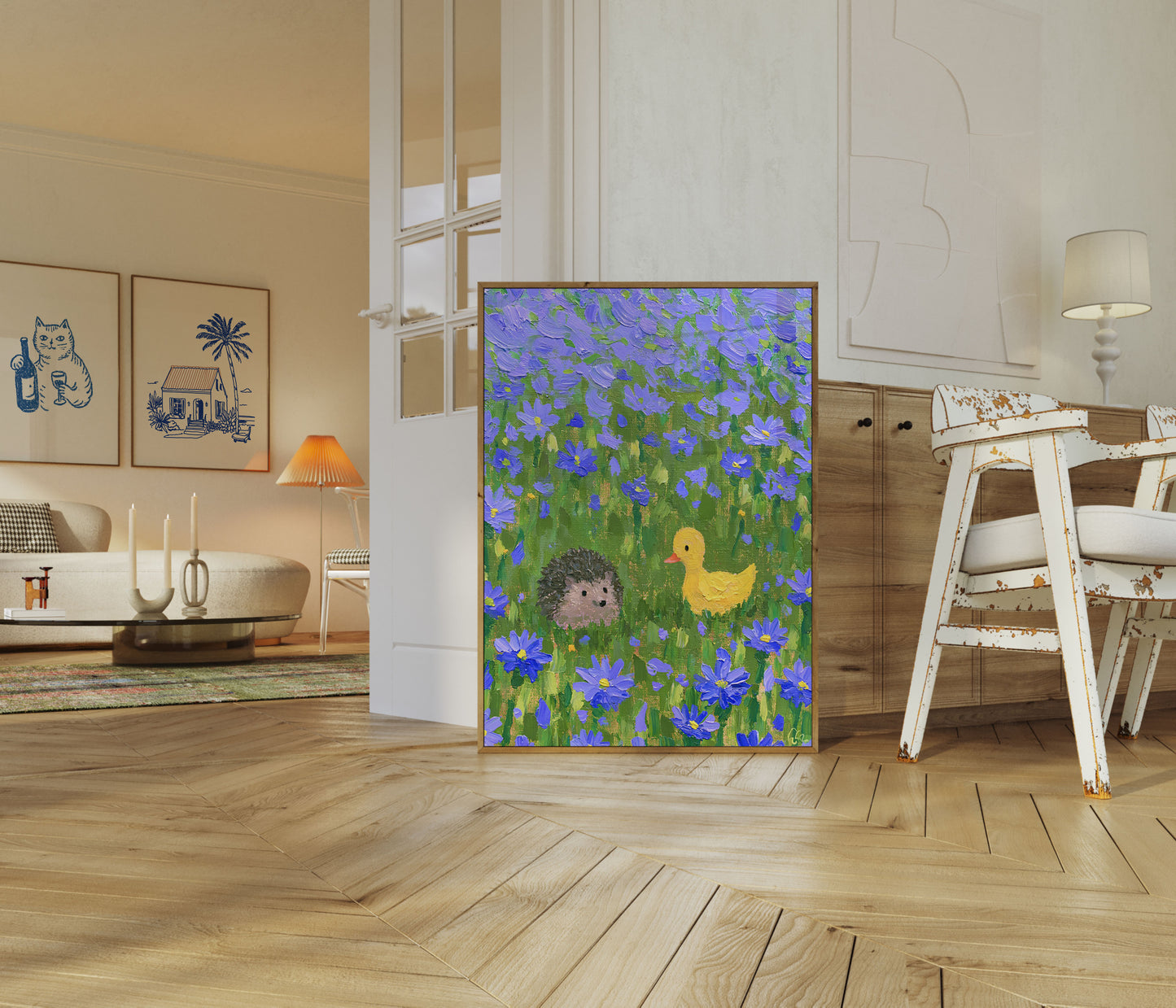 Poster Riccio e Anatra tra Fiori di Campo