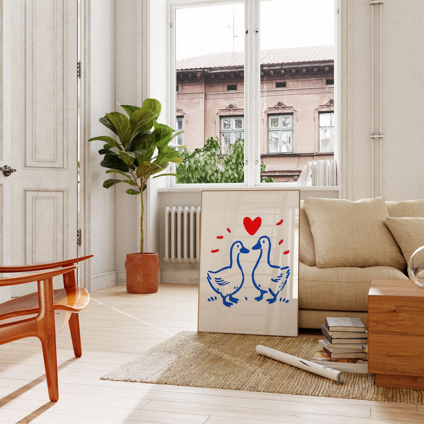 Love Birds Goose Poster
