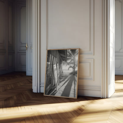 Póster de la Cabaña de Tabla de Surf en la Playa