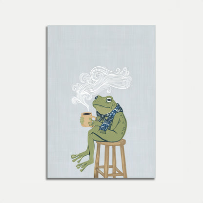 Cozy Frog with Coffee Poster
