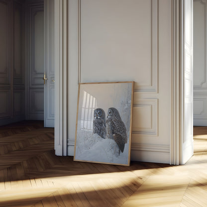 Affiche Chouettes Lapones dans la Neige