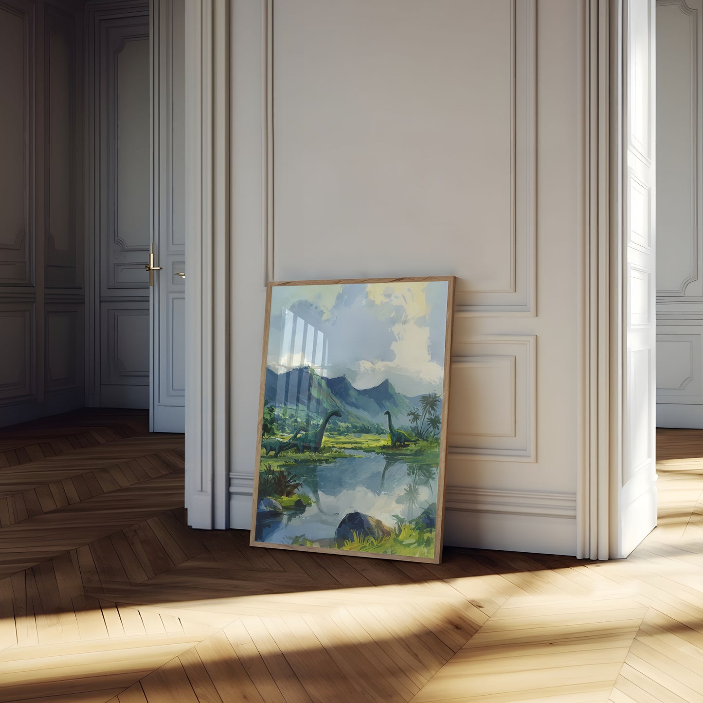 Prehistoric Dinosaur Landscape Poster