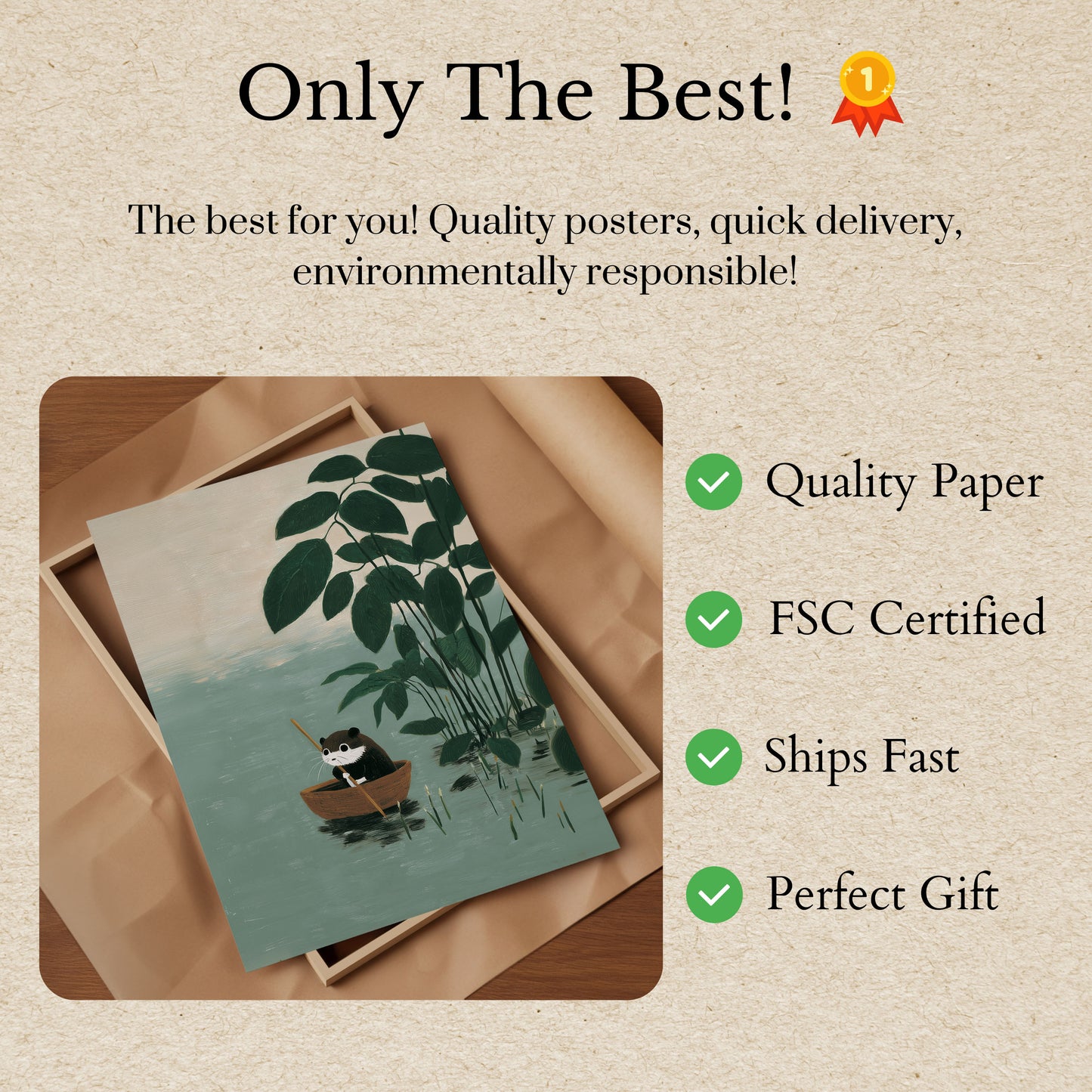 Otter in Boat Nature Poster