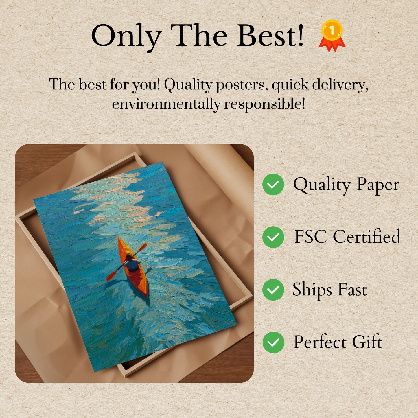 Póster de Kayakista en Aguas Turquesas