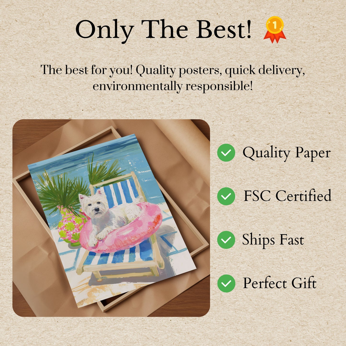 Den na pláži West Highland Terrier plakát