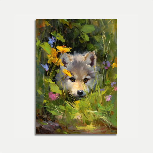Hund i Villblomst Hage Plakat