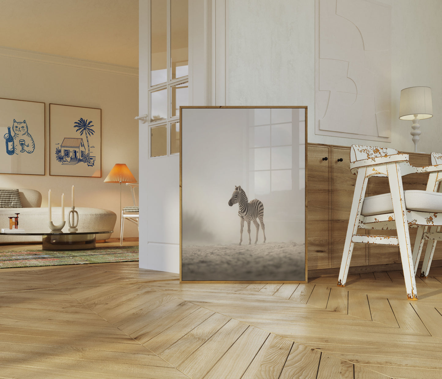 Solitary Zebra Desert Poster