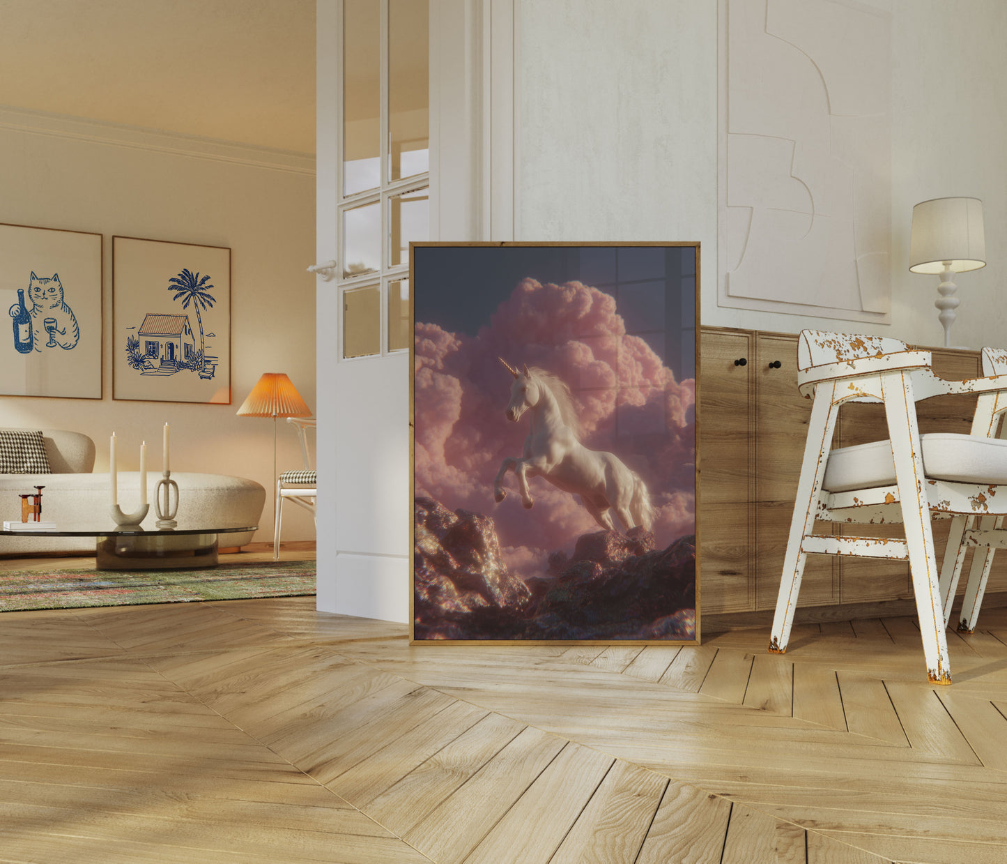 Poster dell'Unicorno Mistico che Sorge