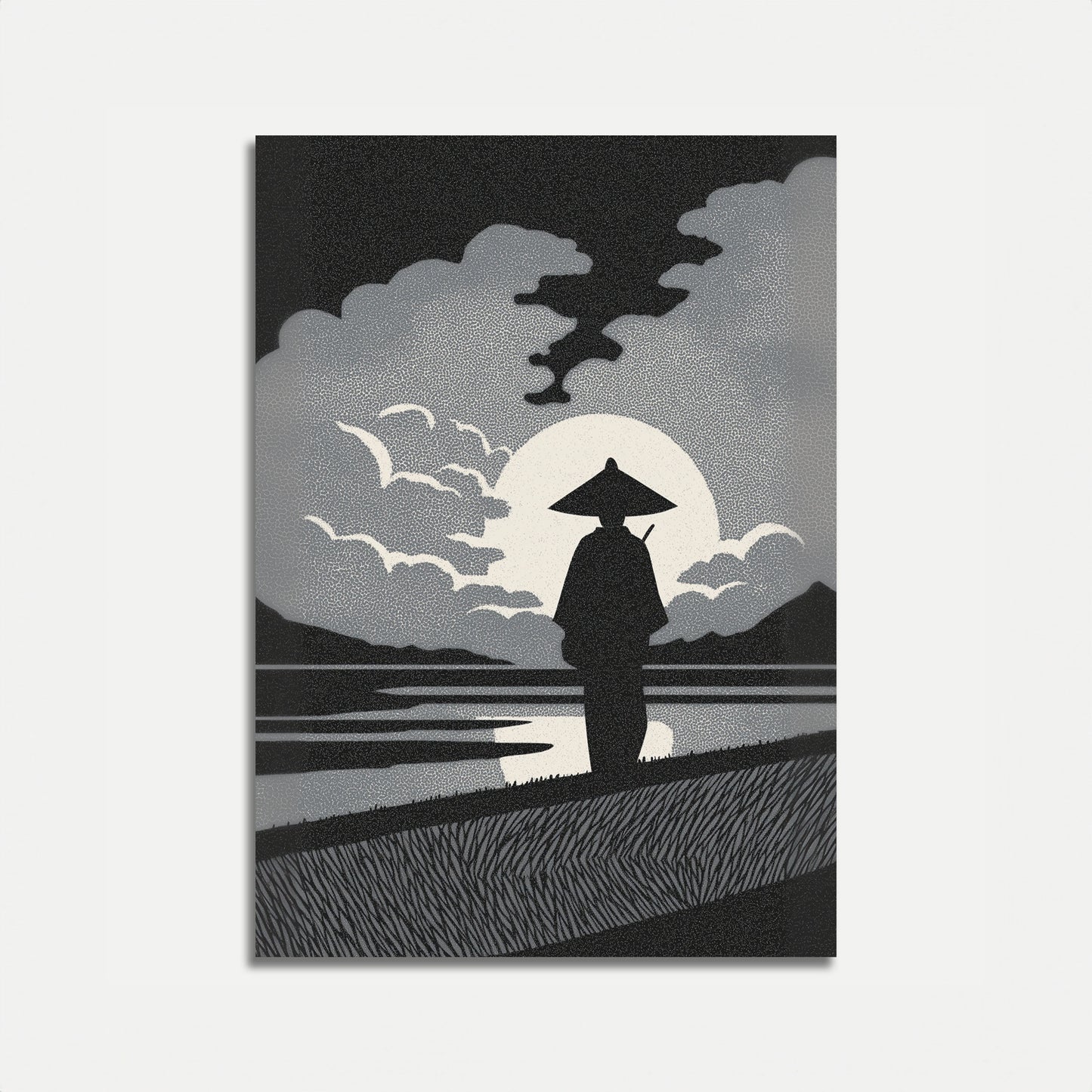 Moonlit Contemplation Asian Poster