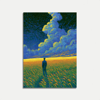 Poster: Sognatore Solitario in Campo Dorato