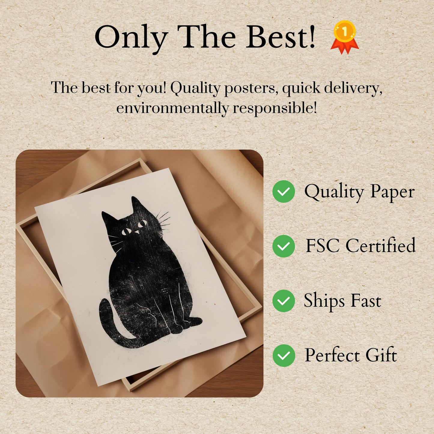 Schwarze Katze starrender Blick Poster