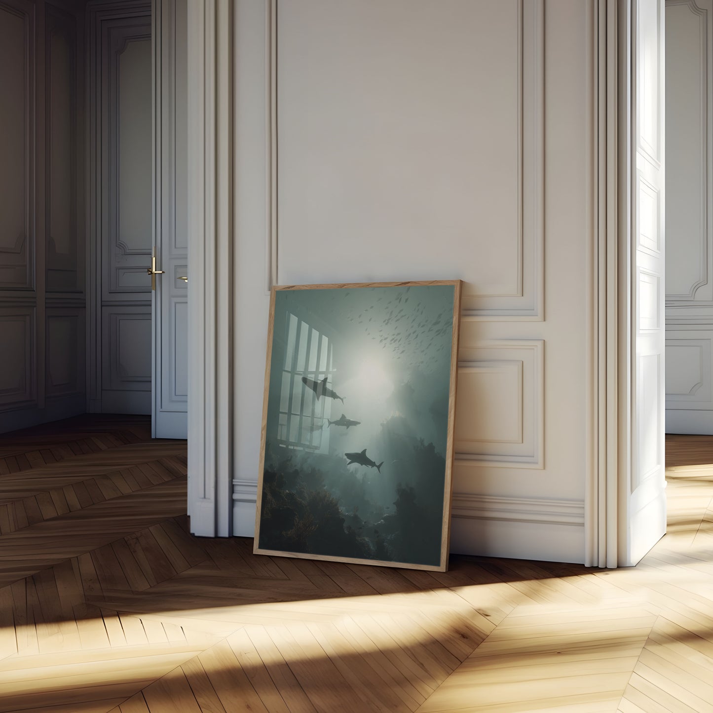 Shark Reef Silhouette Poster