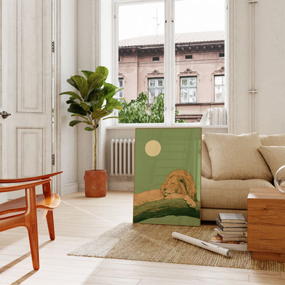 Løve hviler under månen plakat