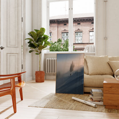 Skiløper i Alpin Tåke Plakat