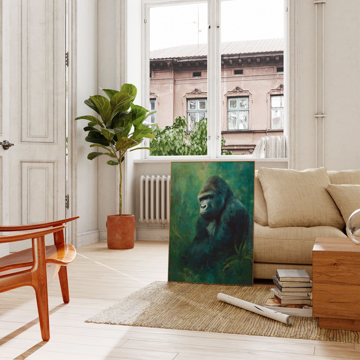 Póster de Gorila Majestuoso en Bosque Esmeralda