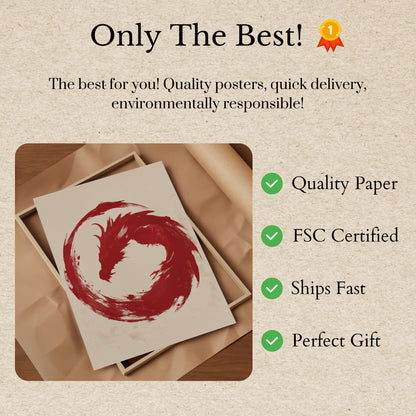 Póster del Dragón Circular Carmesí