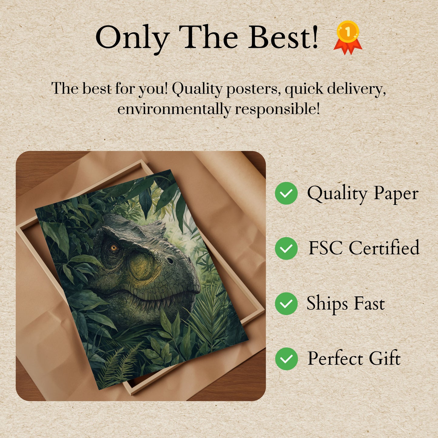 Póster del dinosaurio guardián de la jungla