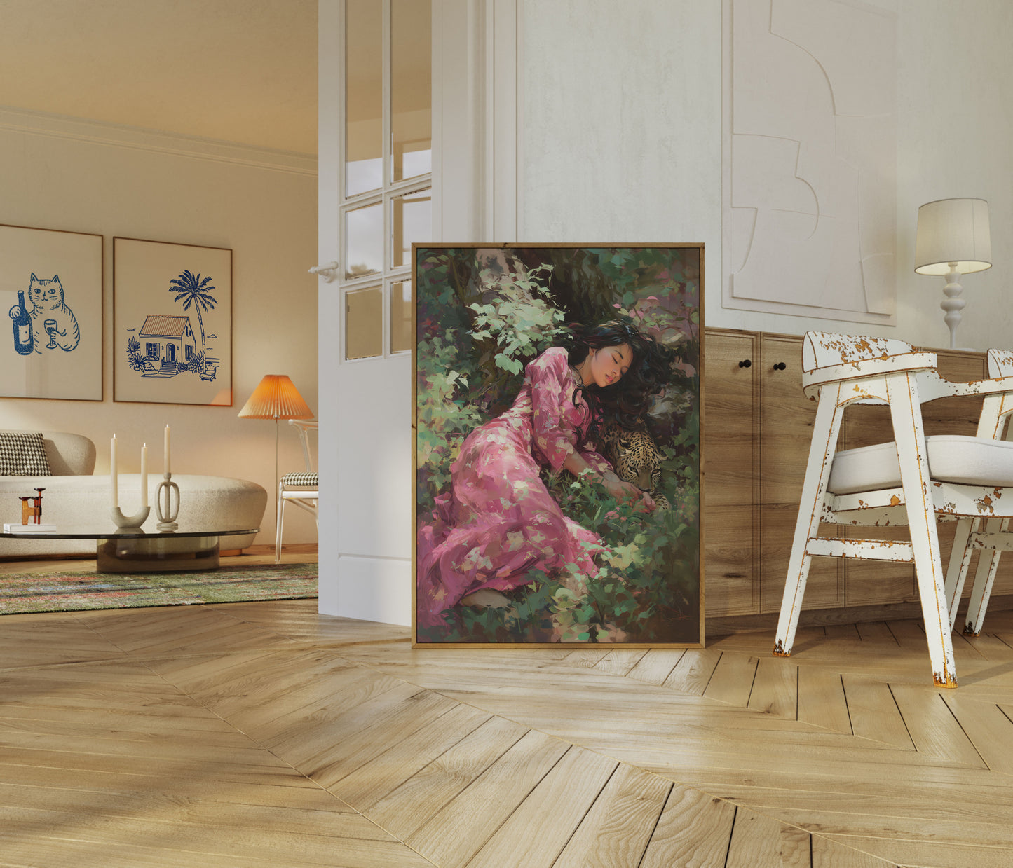 Leopard and Pink Dress Poster