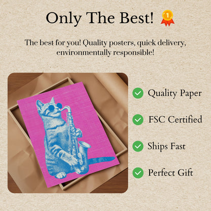 Cool Cat Jazz Saxophone Poster