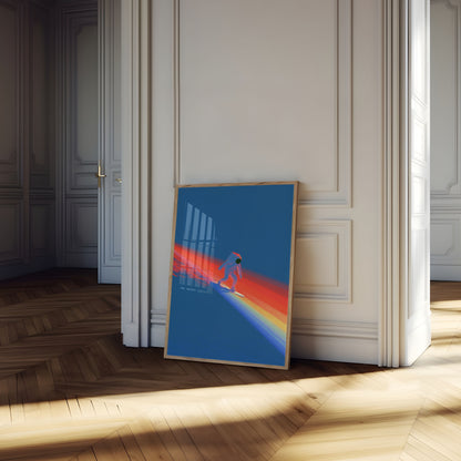 Astronaut reitet auf Regenbogen Poster