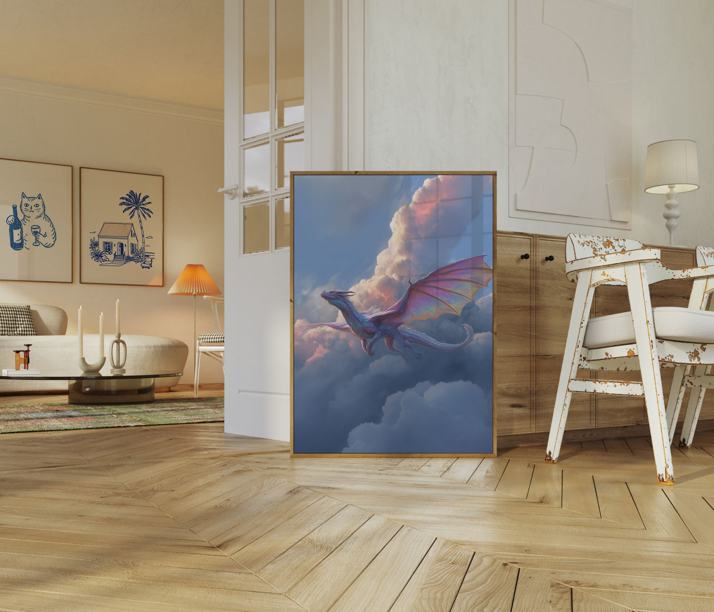 Póster del viaje celestial del dragón etéreo