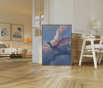 Póster del viaje celestial del dragón etéreo