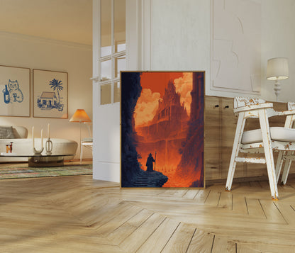 Wizard Approaching Dark Castle Poster