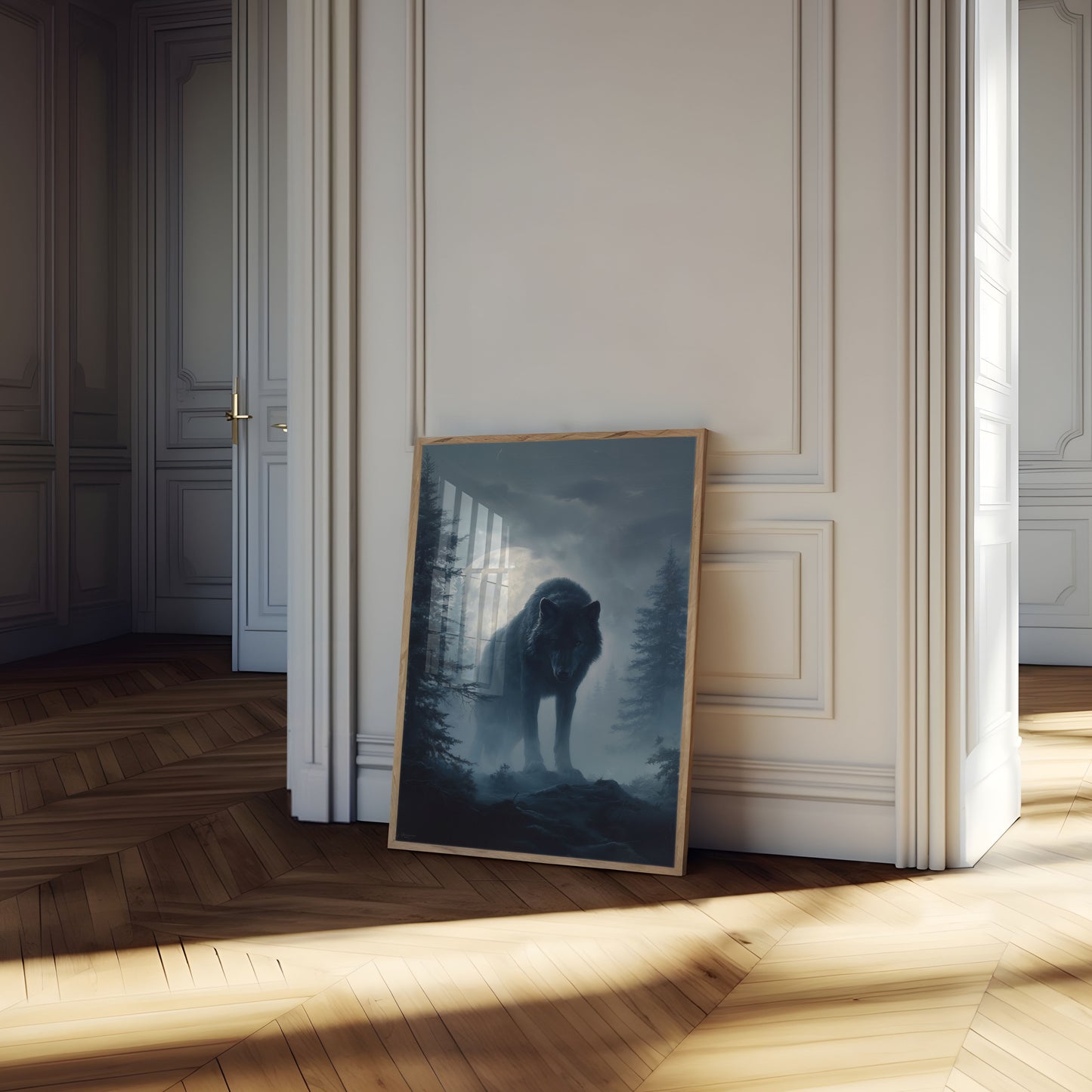 Moonlit Wolf Forest Poster