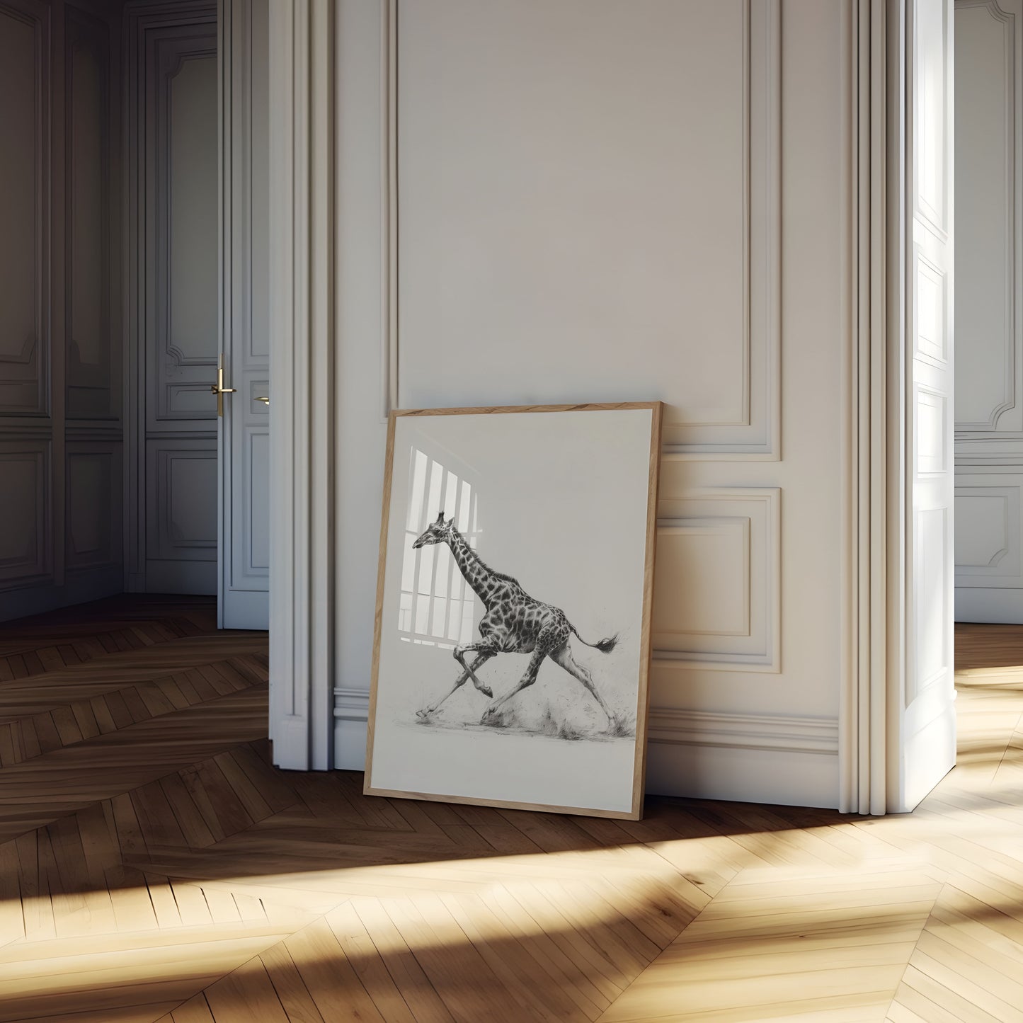 Póster de movimiento de jirafa elegante