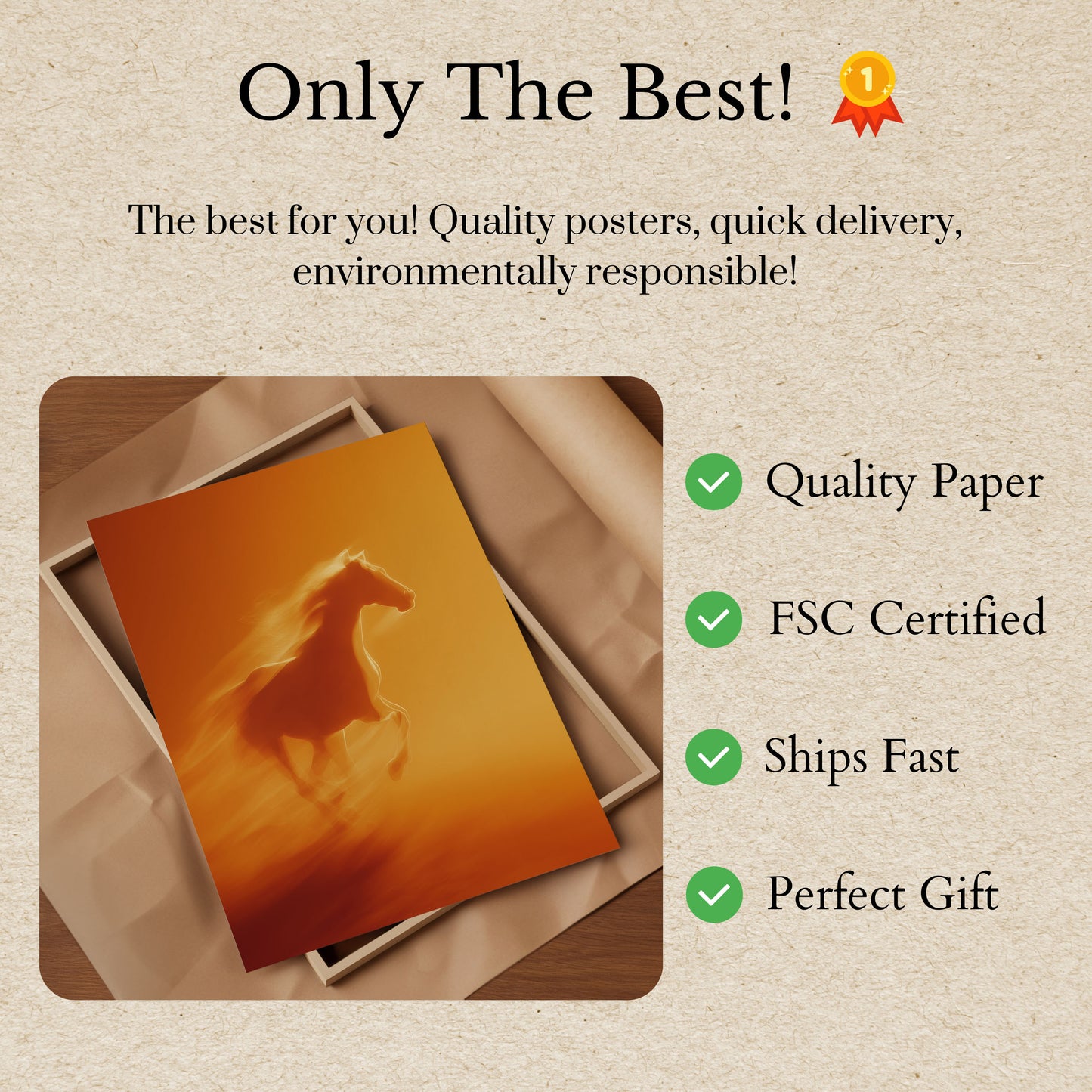 Steigerende Gouden Hengst Poster