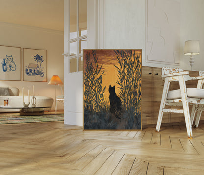 Cat in the Reeds Poster