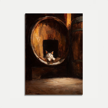 Katze im Fass Plakat
