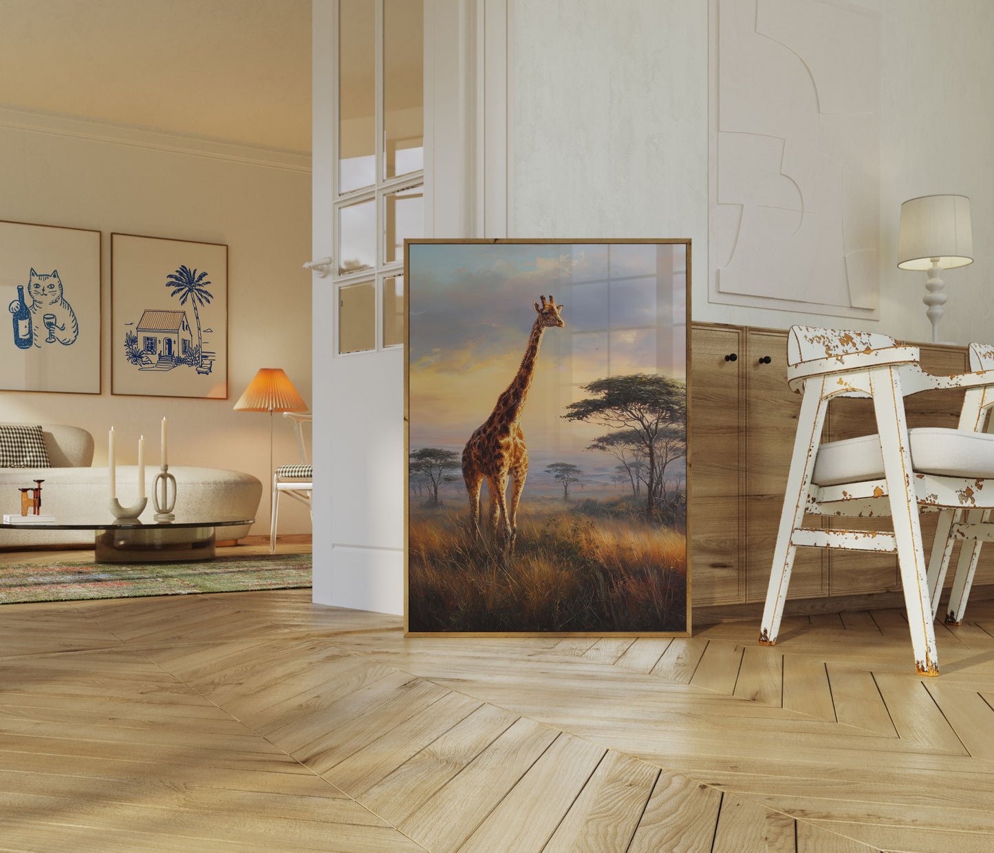 Majestic Giraffe Savanna Sunset Poster
