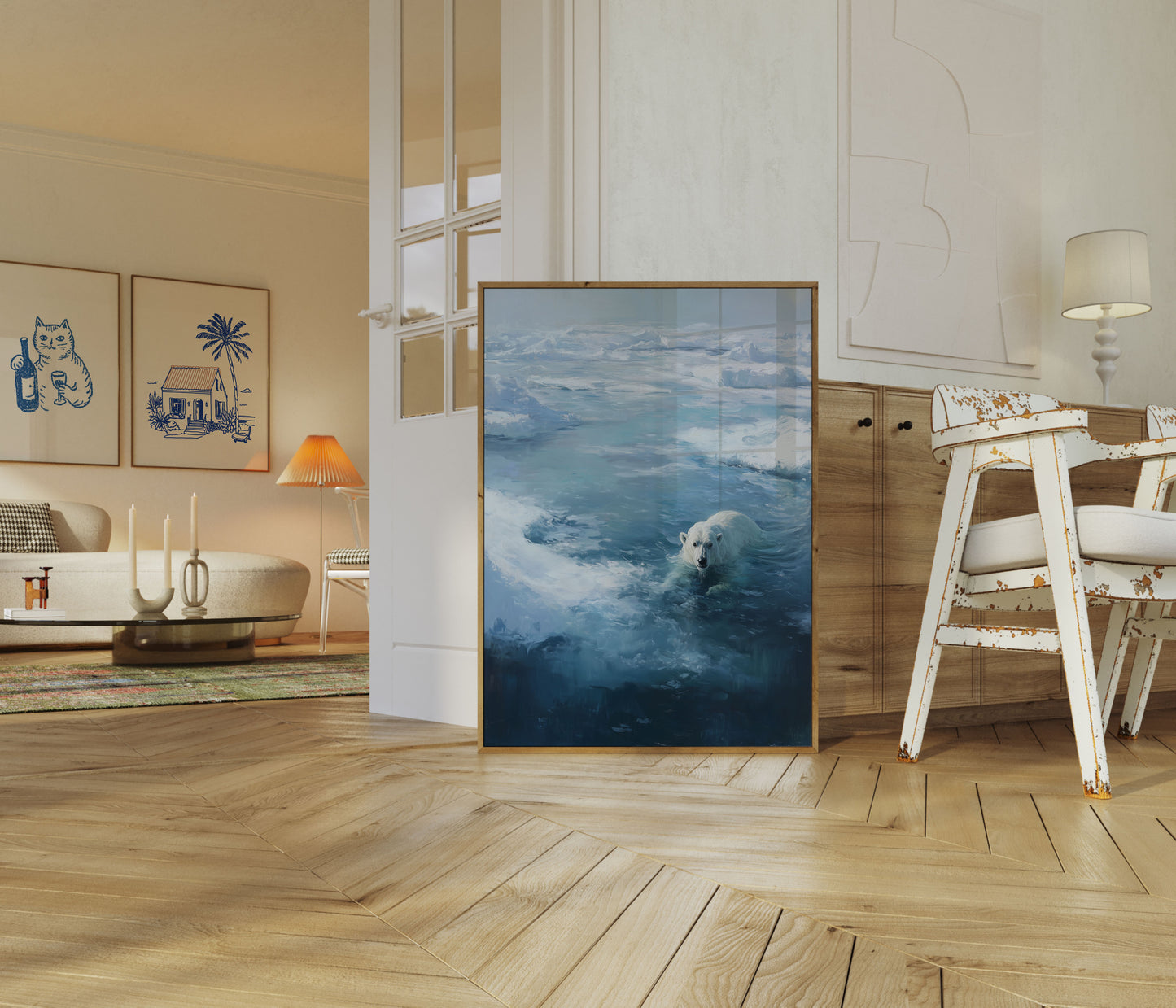 Polar Bear Swimming in Arctic Poster