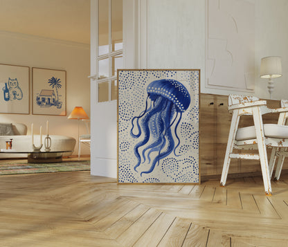 Poster ad Acquarello di Medusa Blu