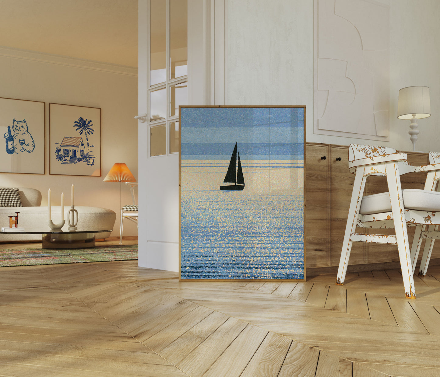 Sailboat on Shimmering Waters Poster