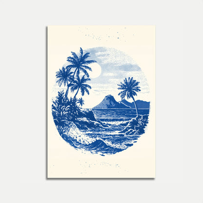Tropical Blue Wave Surfing Poster