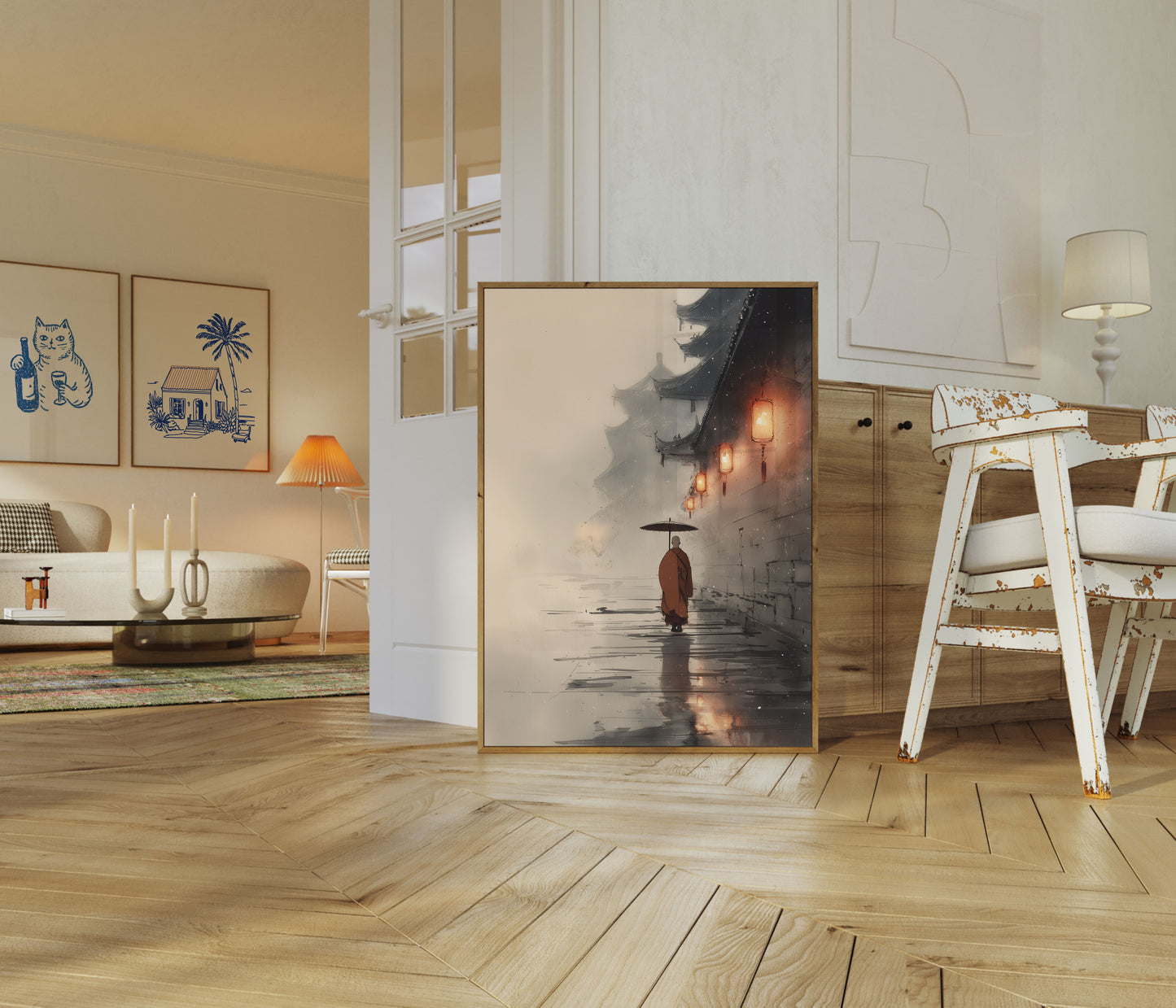 Monk in the Rain Poster