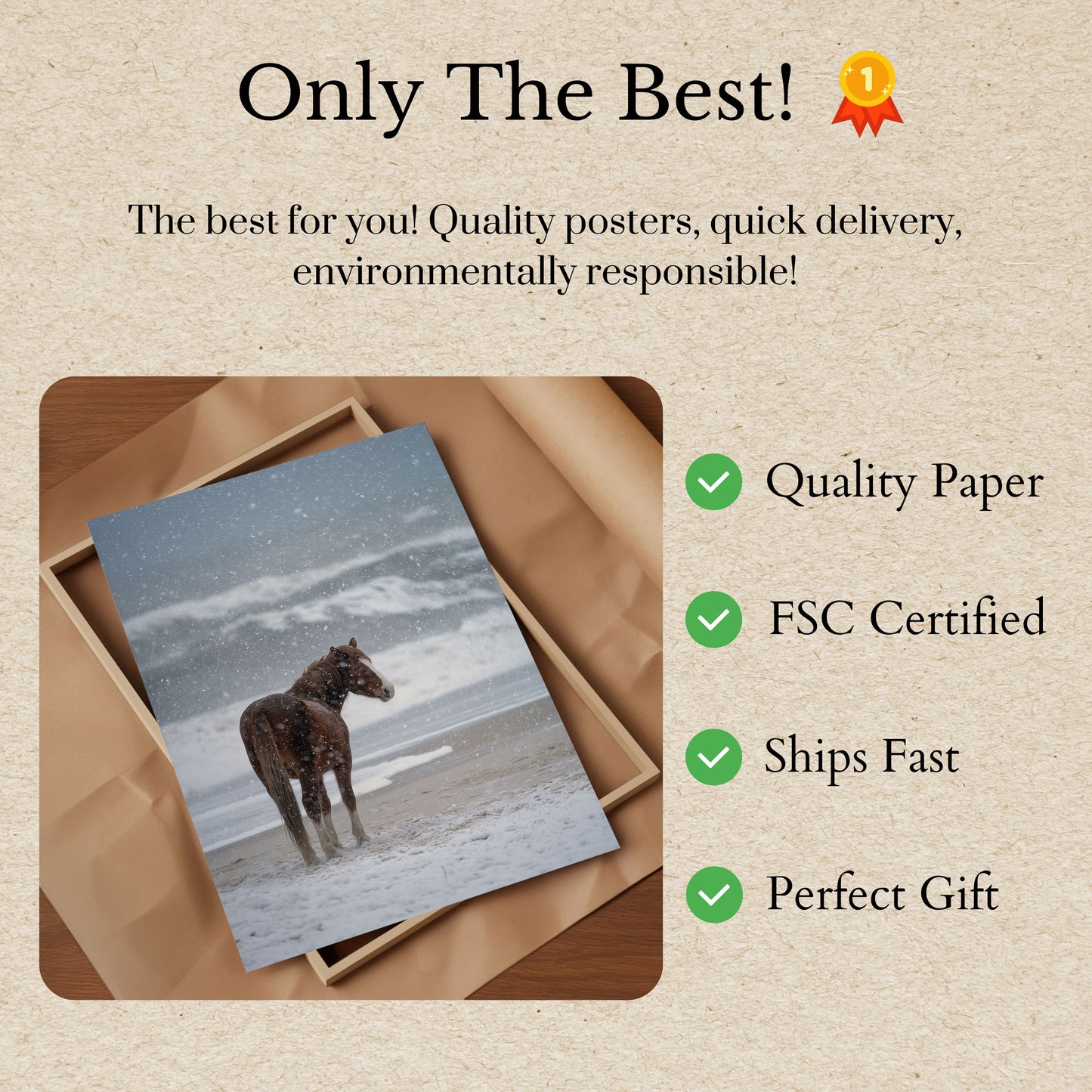 Osamělý kůň ve sněhové bouři - plakát