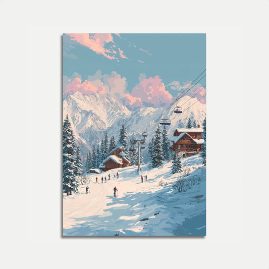 Alpint Vinterski Semesterort Affisch