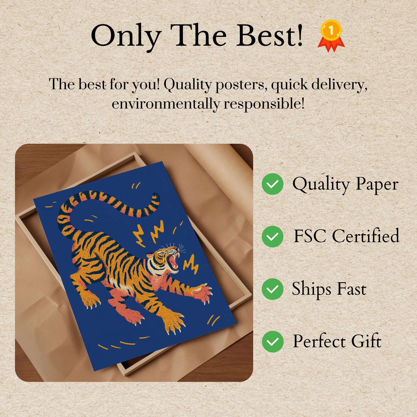 Fierce Tiger Dynamic Art Poster