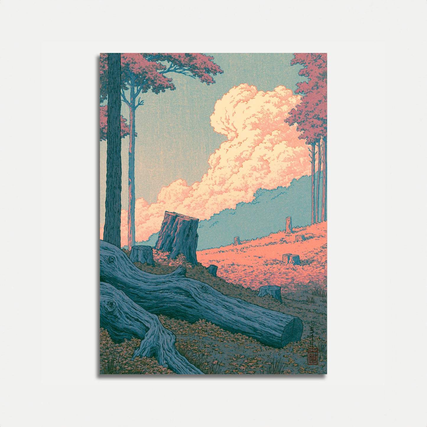 Póster de Claro del Bosque con Nubes