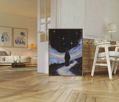 Cosmic Meditation Under Stars Poster