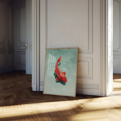 Póster de armonía de koi carmesí