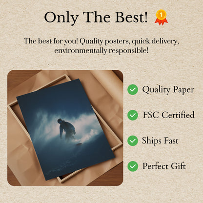 Snowboarding Through Misty Peaks Poster